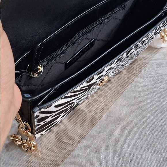 Michael Kors Black and White Animal Print Crossbody - Picture 4 of 5